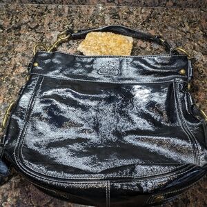 Coach Glossy Black Shoulder Bag